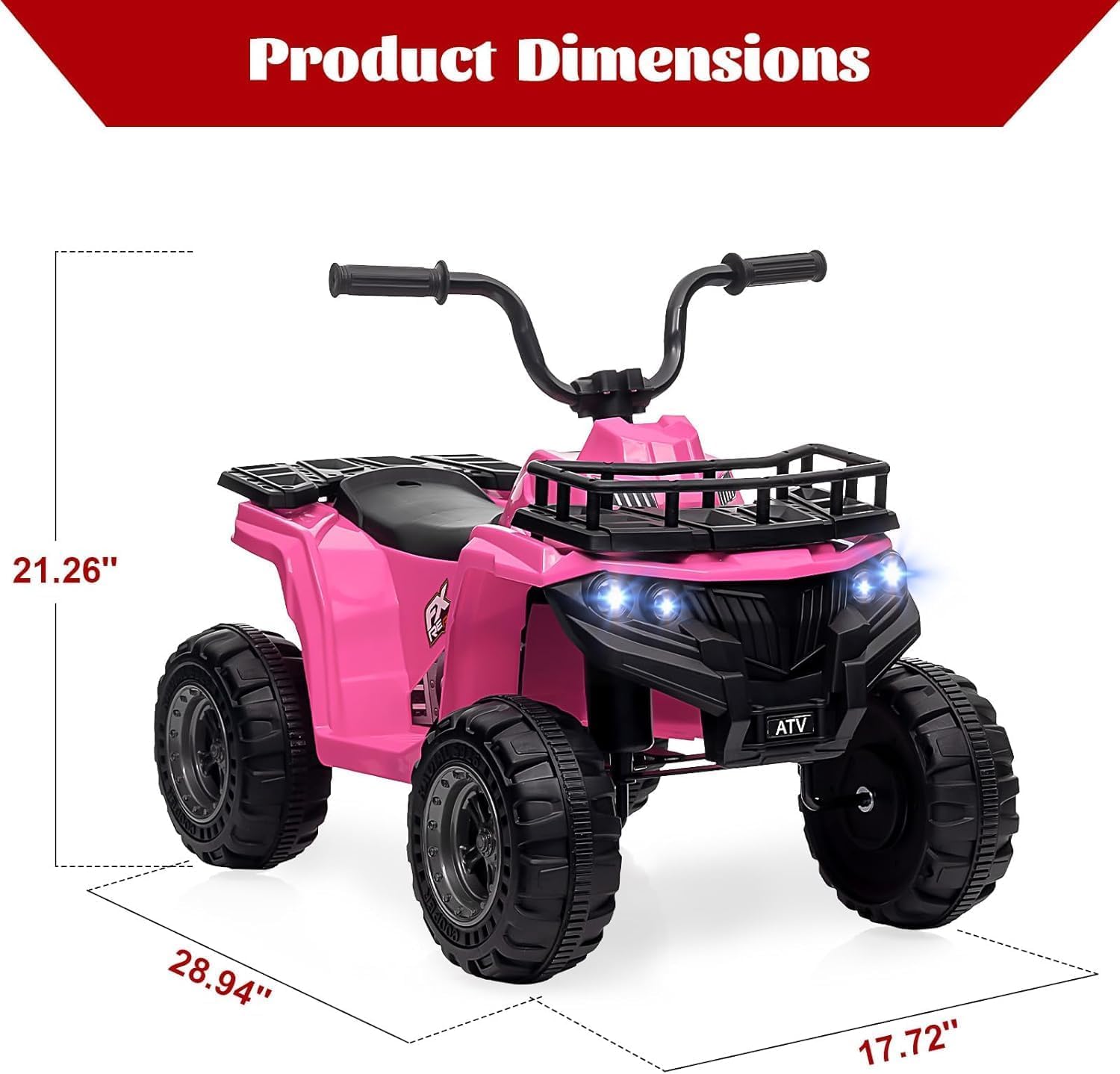 Elektryczny quad dla dzieci 12 V – 4-kołowy ATV z kołami zębatymi, światłami LED, kontrolą muzyki i prędkością – idealny dla dzieci w wieku 2-5 lat