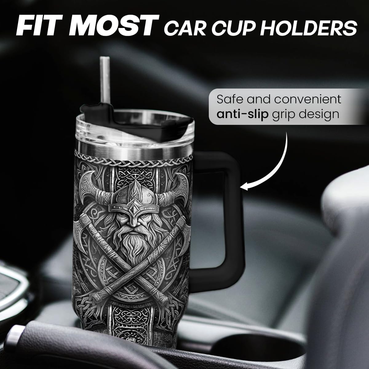 Viking Tumbler Gifts for Men, 40oz Stainless Steel Insulated Coffee Tumbler With Lid & Straw, Travel Cup Gift for Husband Dad, Christmas Birthday