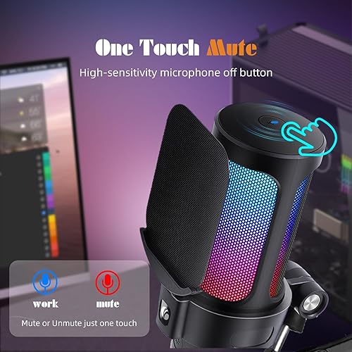 Miniatura 7 de VCOM Kit de micrófono USB para juegos, micrófono de brazo dinámico de condensador para podcasting, transmisión, con soporte de brazo de brazo,