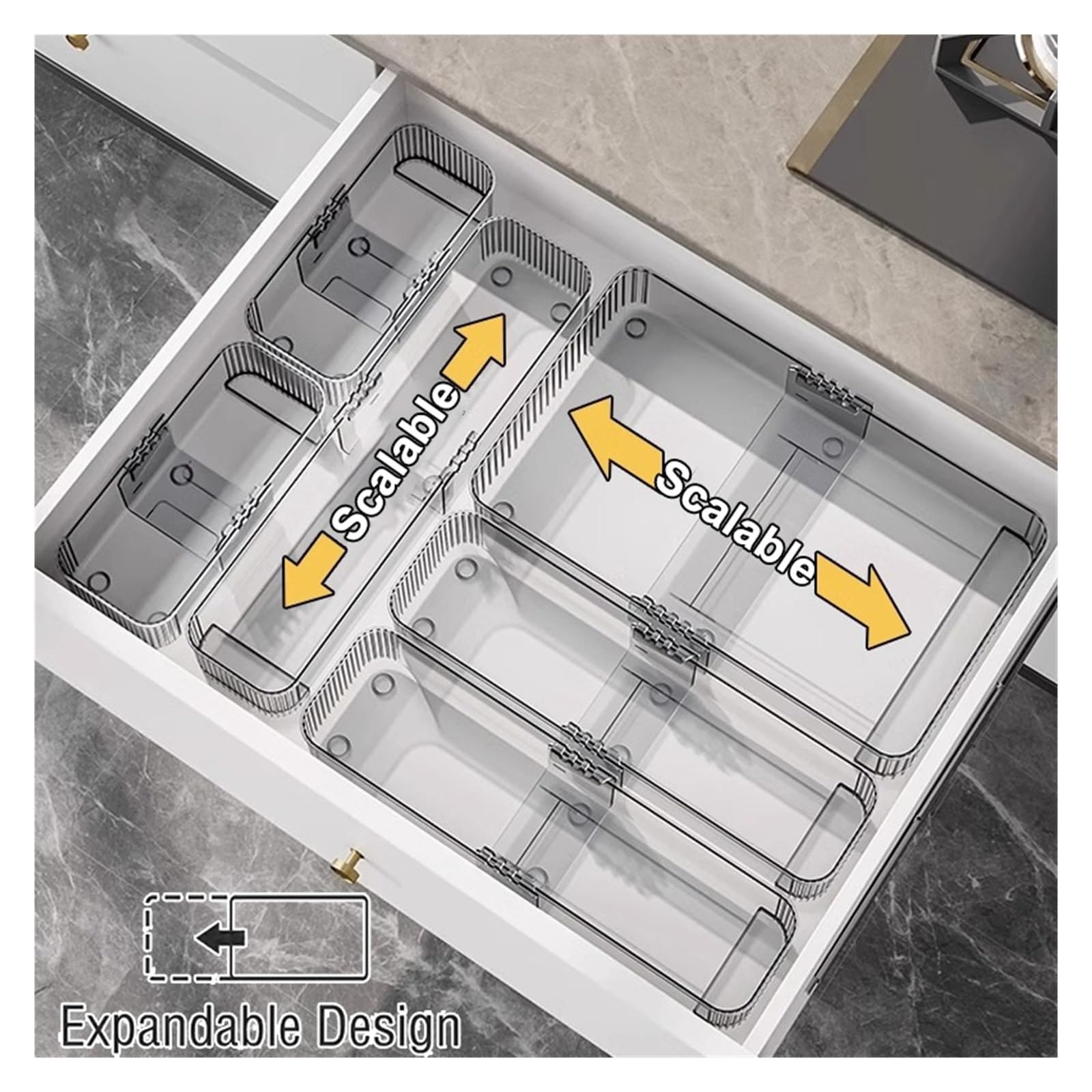 Organizzatore for cassetti espandibile Contenitori divisori modulari(L Gray)