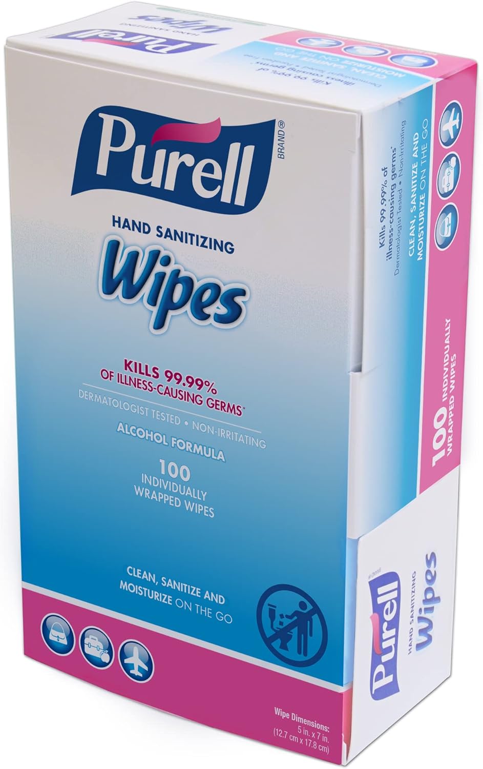 PURELL Hand Sanitizing Wipes, Alcohol Formula, Fragrance Free, 100 Count Individually Wrapped Hand Wipes (Pack of 10) - 9022-10