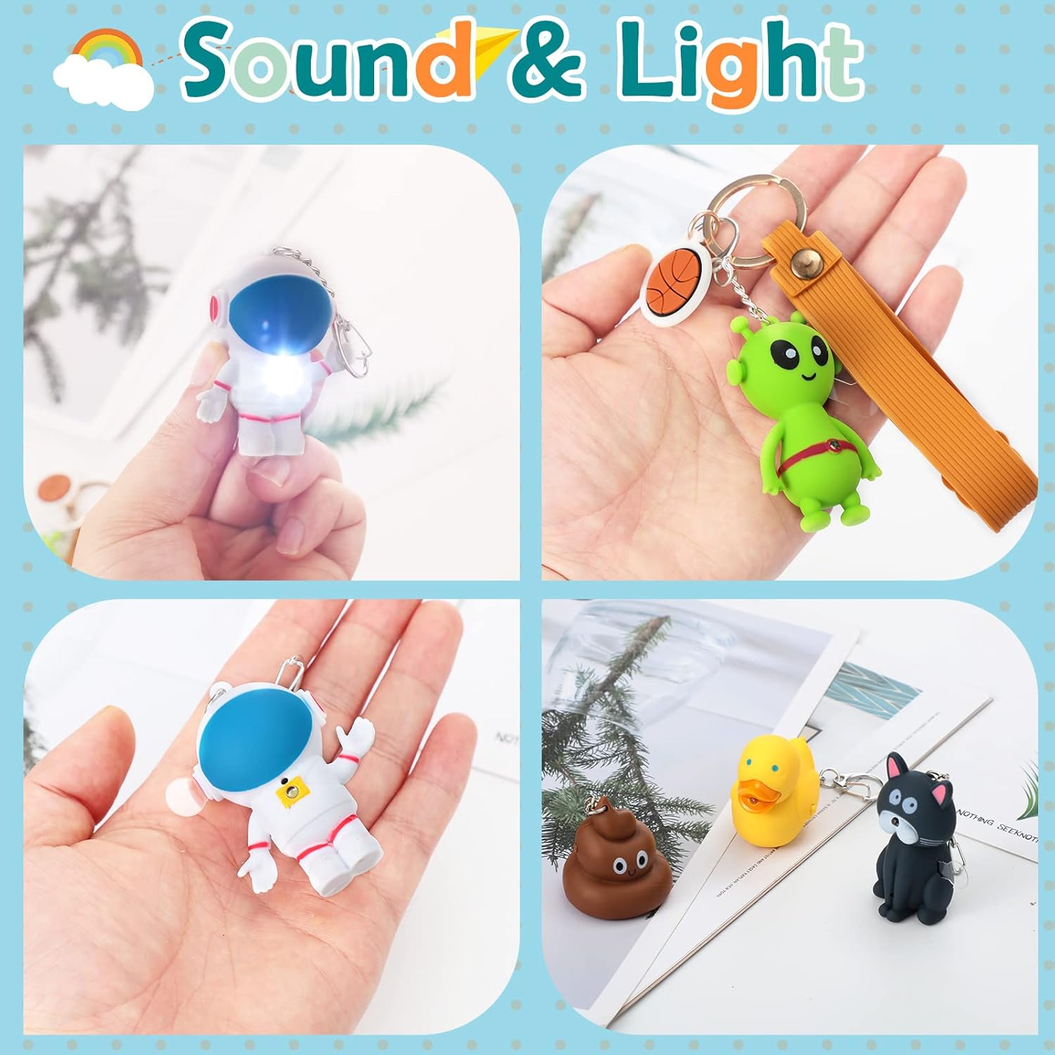 Newtay 6 Pcs Nurse Animal Flashlight Keychain Pediatric Nurse Flashlight LED Cat Alien Lion Frog Animal Pen Badge Reel Light(Lovely)
