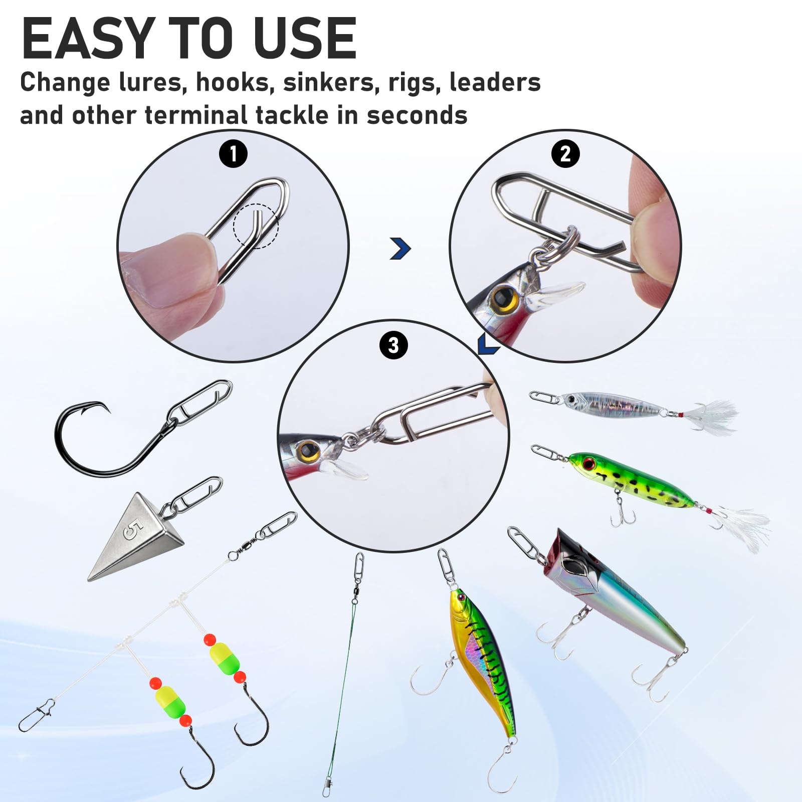 Fishing Power Clips - 50 Pack Stainless Steel -4