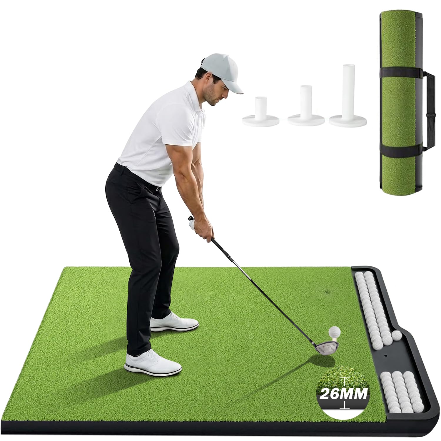 Golf Mat 5x4ft, 26-50mm Golf Hitting Mat for Indoor &amp; Outdoor