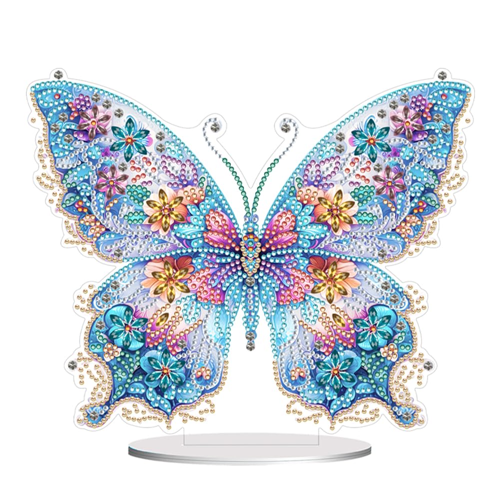 SPEPROECO Butterfly Diamond Art Painting Kits 5D DIY Diamond Art Butterfly Tabletop Ornaments Single-Side Rhinestone Butterfly Decorations for Home Office