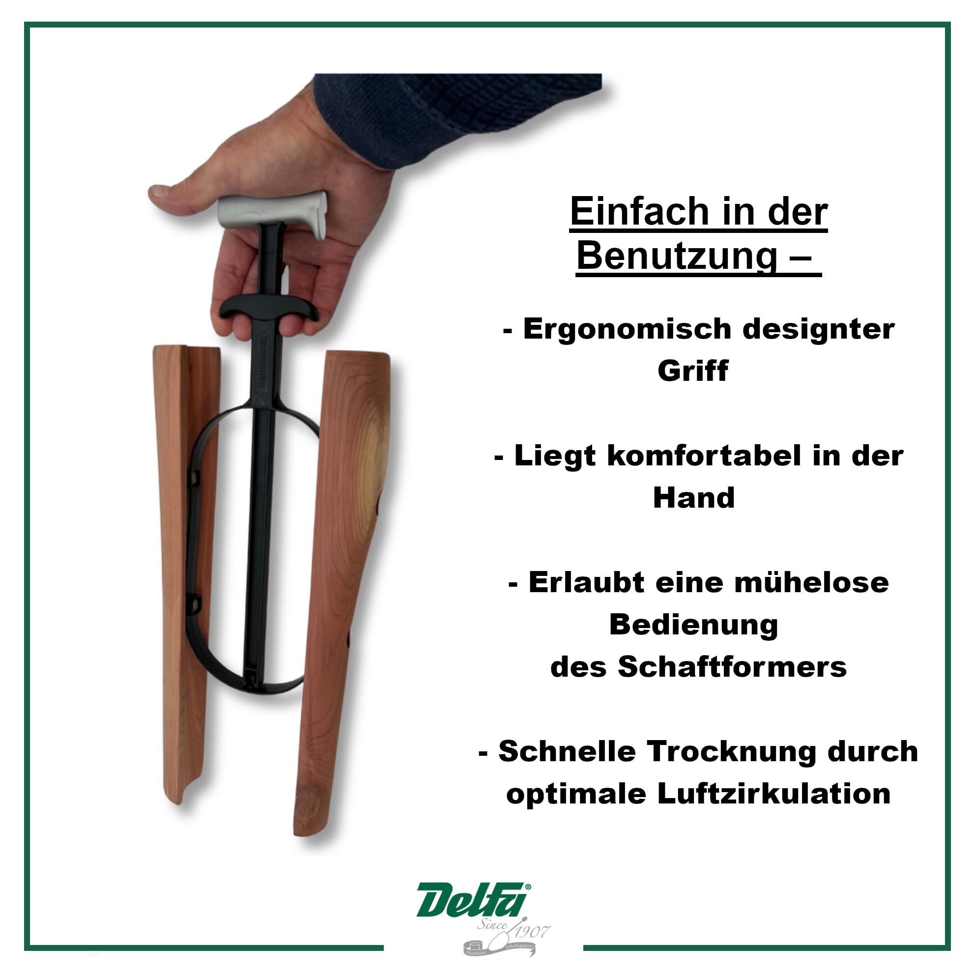 DELFA Sensomatic Red Cedar Schaftformer - Stiefelformer ideal für Reitstiefel - Stiefelschaftformer 35cm Länge - Geeignet für alle Lederstiefel