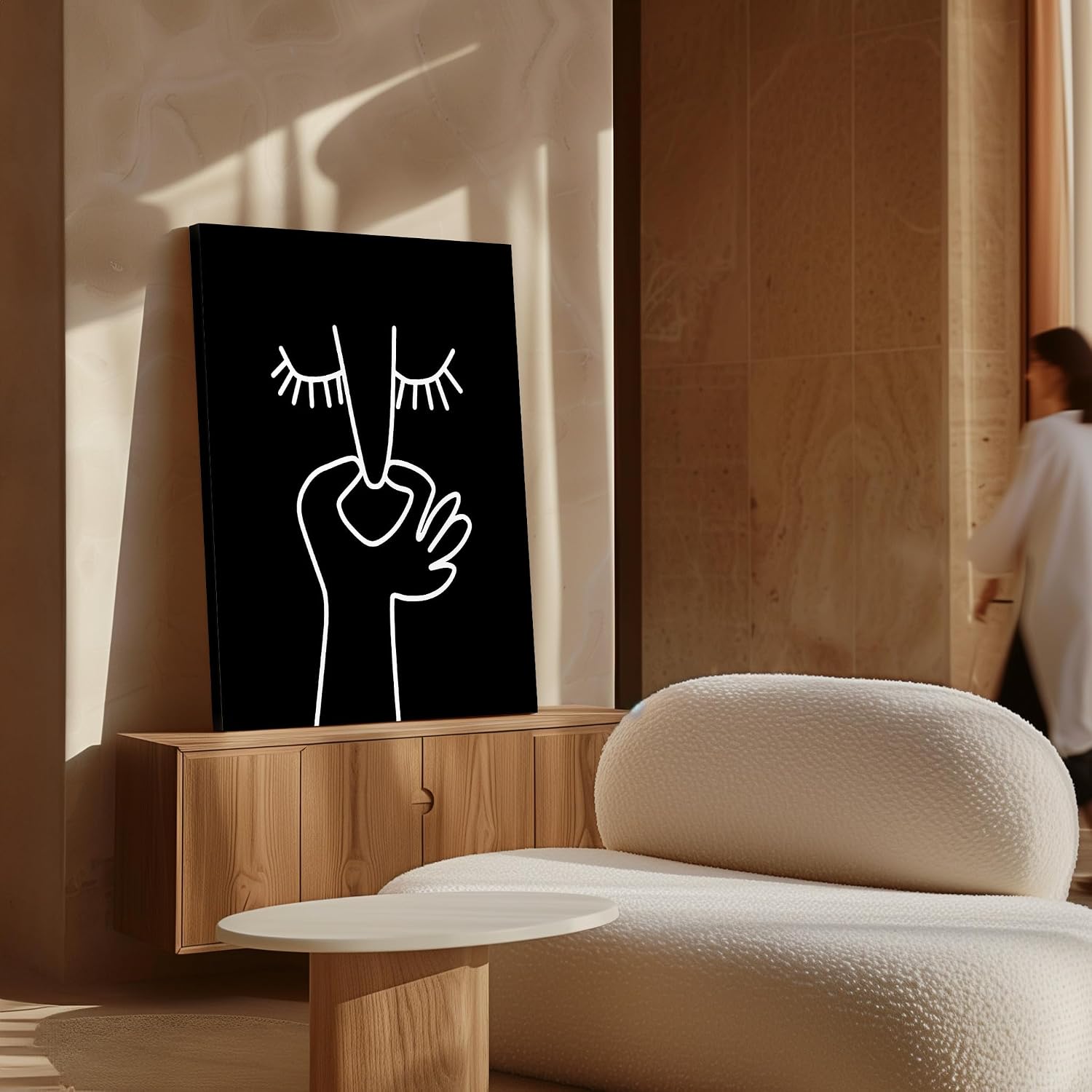 Poster Master Hold Your Nose Canvas - Black & White Print - Minimal Art - Humorous Bathroom Wall Decor - Guest Bath Decor - Funny Restroom Decor - 8x10 STRETCHED Canvas