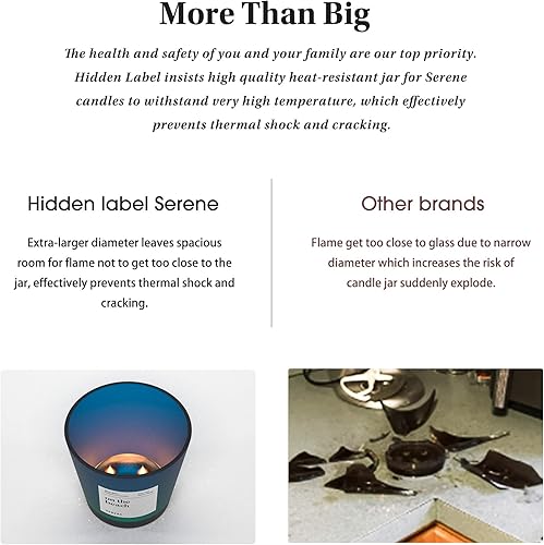 Miniatura 5 de Hidden Label Serene Collection - Vela perfumada grande, madera ámbar y jazmín, vela enorme de 30 onzas con 3 mechas, velas de soja natural de