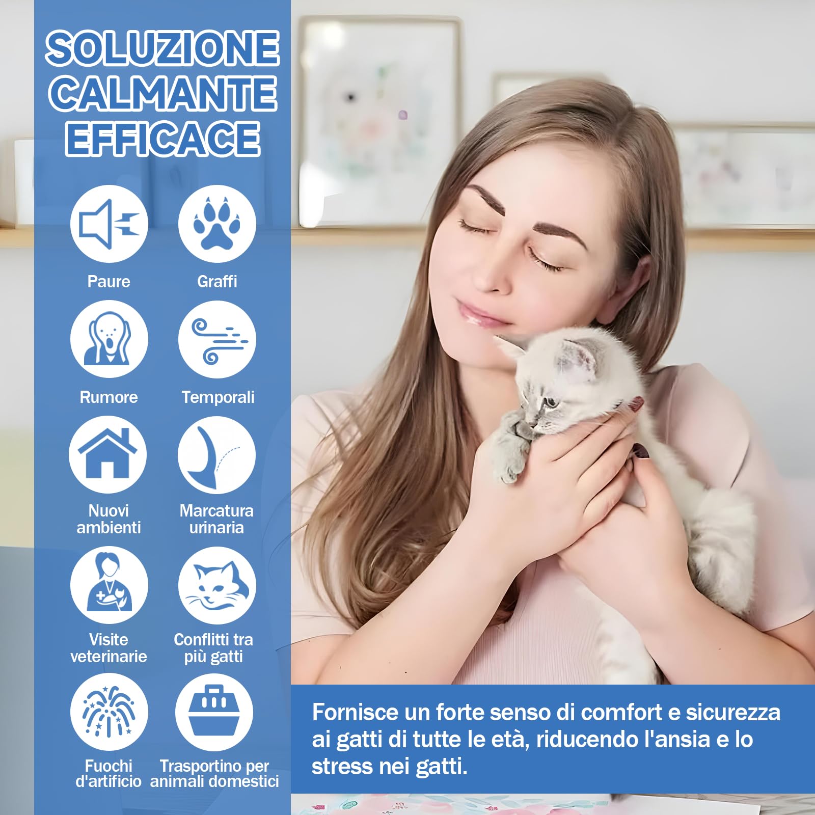 VICSOM Kit Diffusore Feromoni per Gatti 6 in 1, 120 Giorni Calmante per Gatti, Feromoni Gatto Diffusore per Un Rilassamento Duraturo, Sollievo da Ansia e Stress(2 Diffusore + 4x48ml Ricariche)