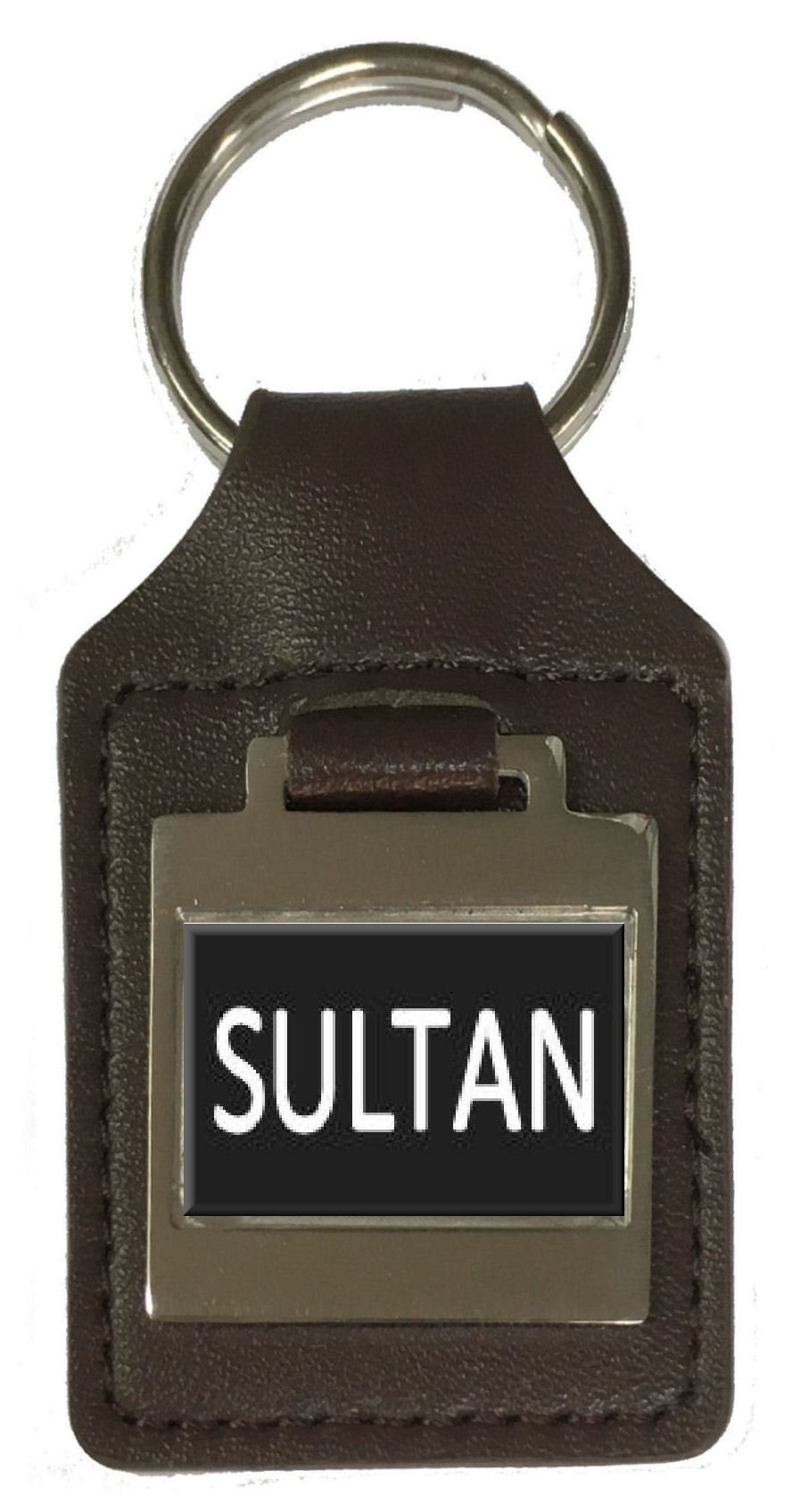 Llavero de cuero con nombre de cumpleaños, grabado opcional, sultán, plata, talla única, plateado, talla única