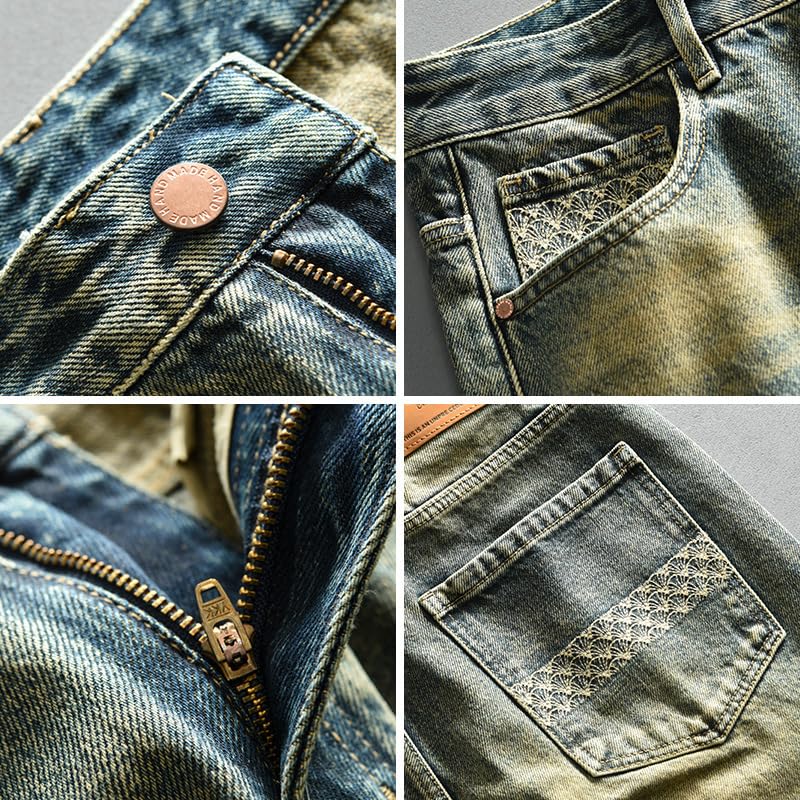 Men's Vintage Denim Casual Pants Japanese Vintage Long Pants4
