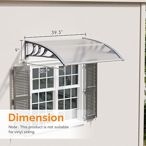 Miniatura 3 de VINGLI - Toldo para puerta y ventana para exteriores, 30 x 40 pulgadas, cubierta de policarbonato para puerta de patio, para protección del sol,