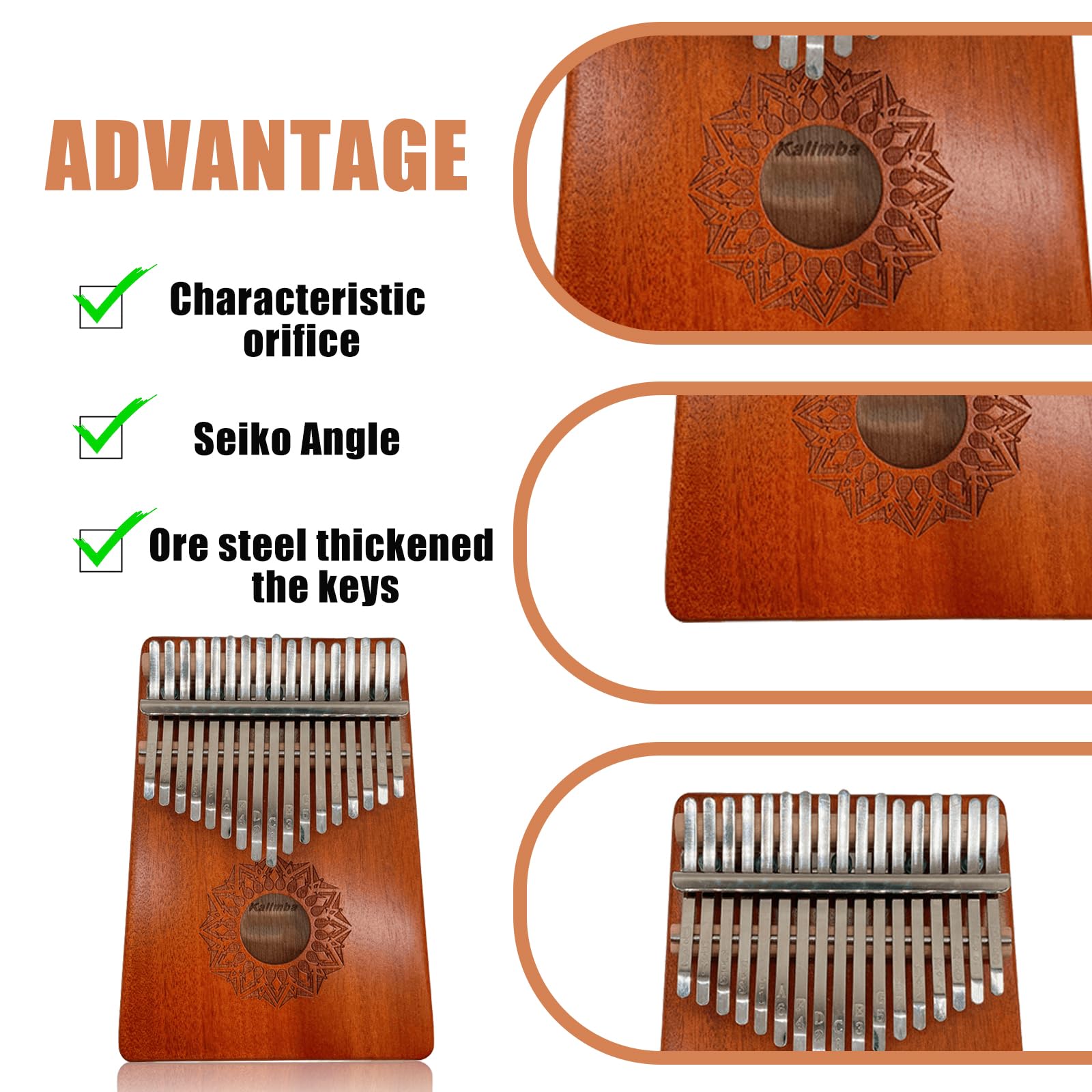 Kalimba Kalimba, 17 sleutels, vingerduimpiano, kalimba, duimpiano