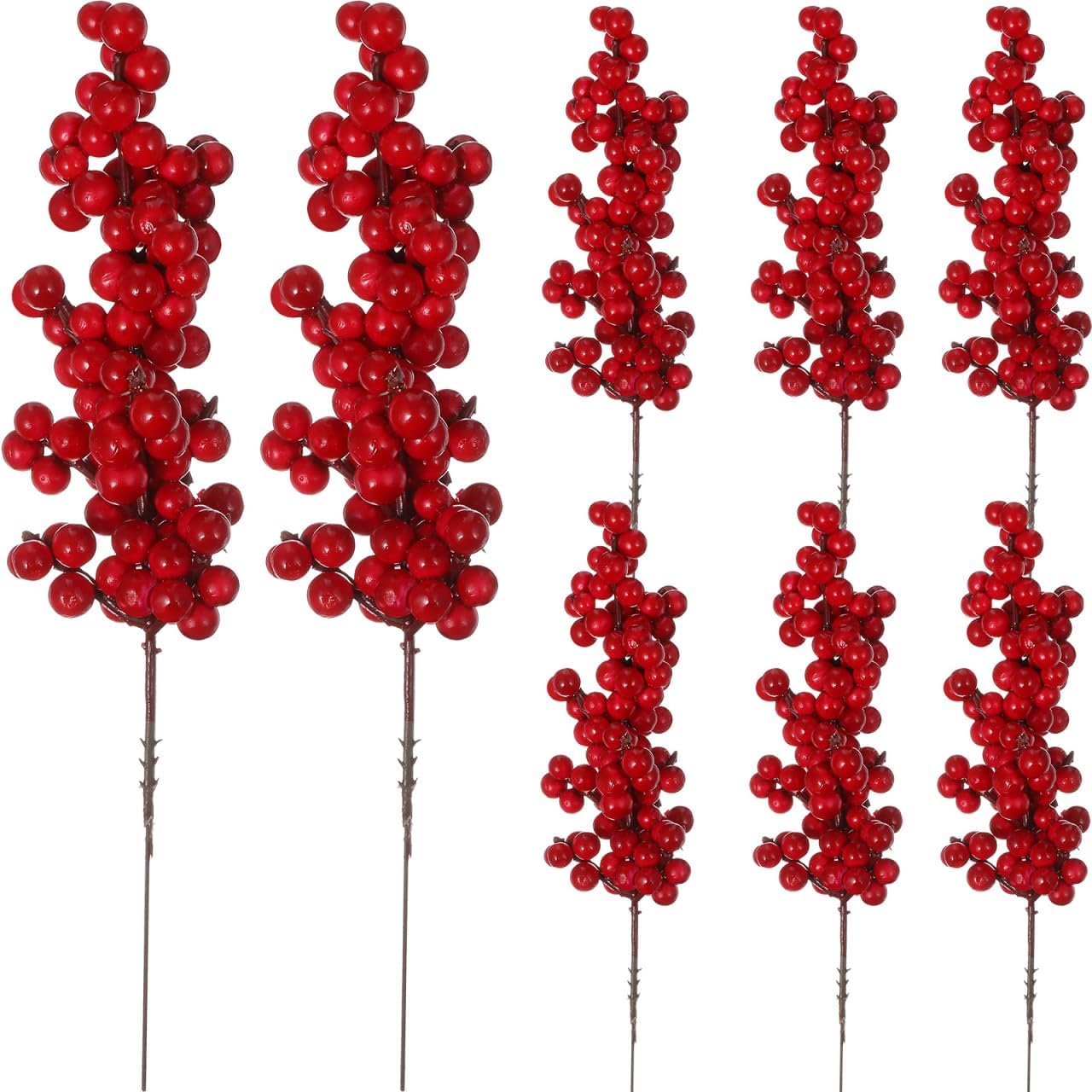 SUPVOX Red Fruit DIY 8pcs Artificial Red Berry Stems Christmas Fake Plants Berries Pine Branches DIY Xmas Picks Decorations for Christmas Tree Ornaments Red Fruit Christmas Tree