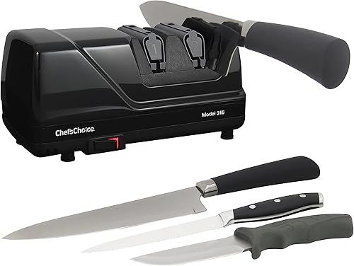 Miniatura 5 de ChefsChoice 316 - Afilador de cuchillos para cuchillos de 15 grados con guías de precisión para afilar cuchillos rectos y finos 2 etapas color negro