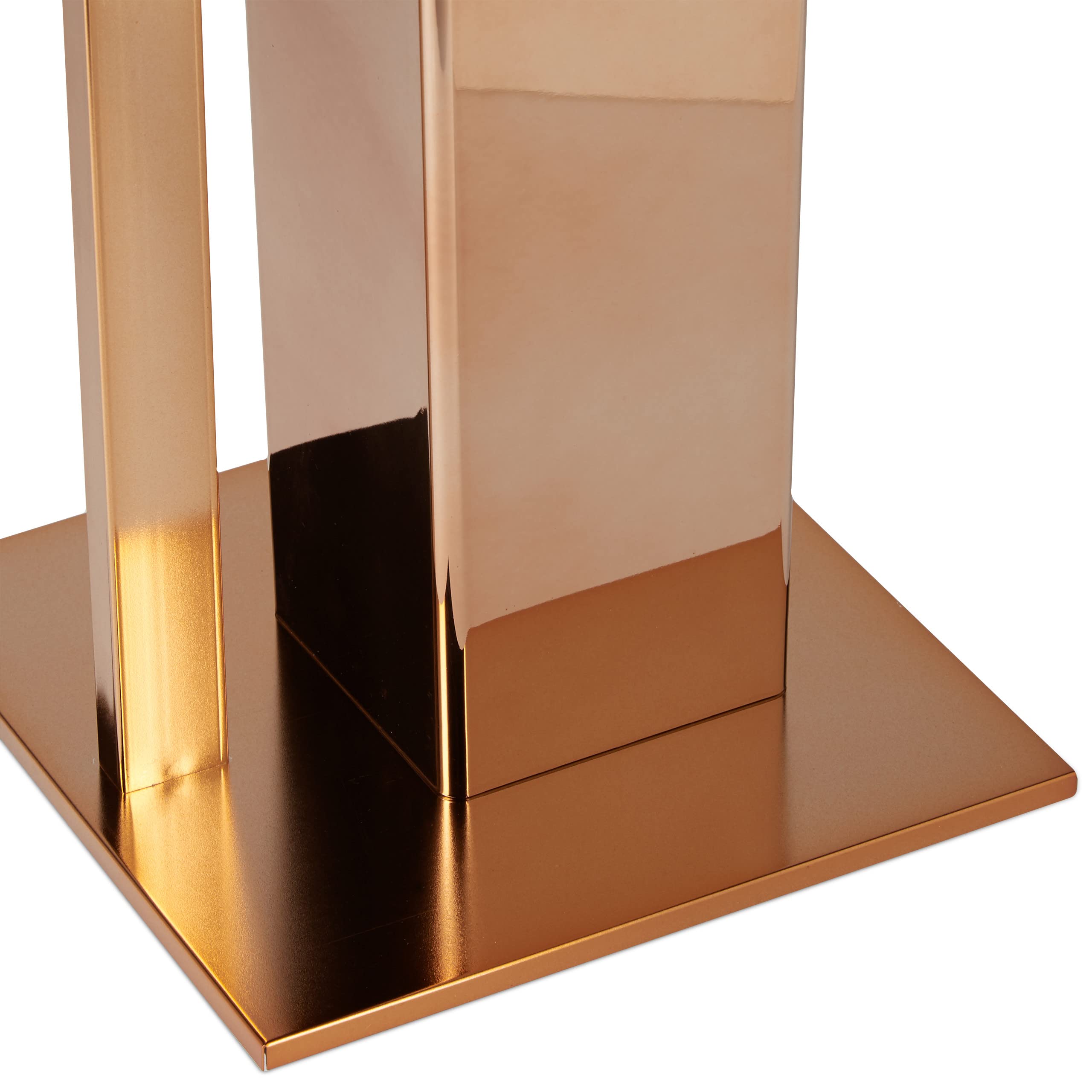 Relaxdays Escobillero Portarrollos de Pie Cuadrado WIMEDO, Acero Inoxidable, Cobre, 71 x 20 x 20 cm