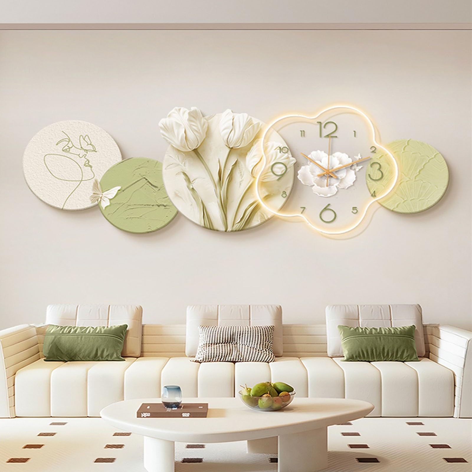 Reloj cocina Lámparas de pared decorativas con reloj grande for sala estar