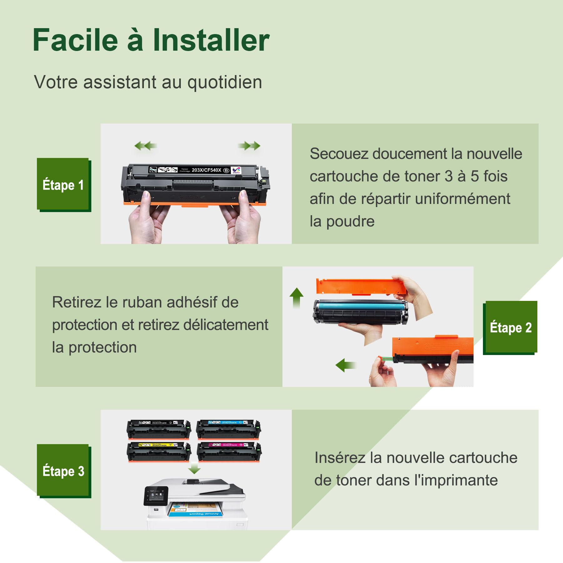 ONLYU 203X Toner Set Compatible pour Cartouche HP 203X 203A CF540X