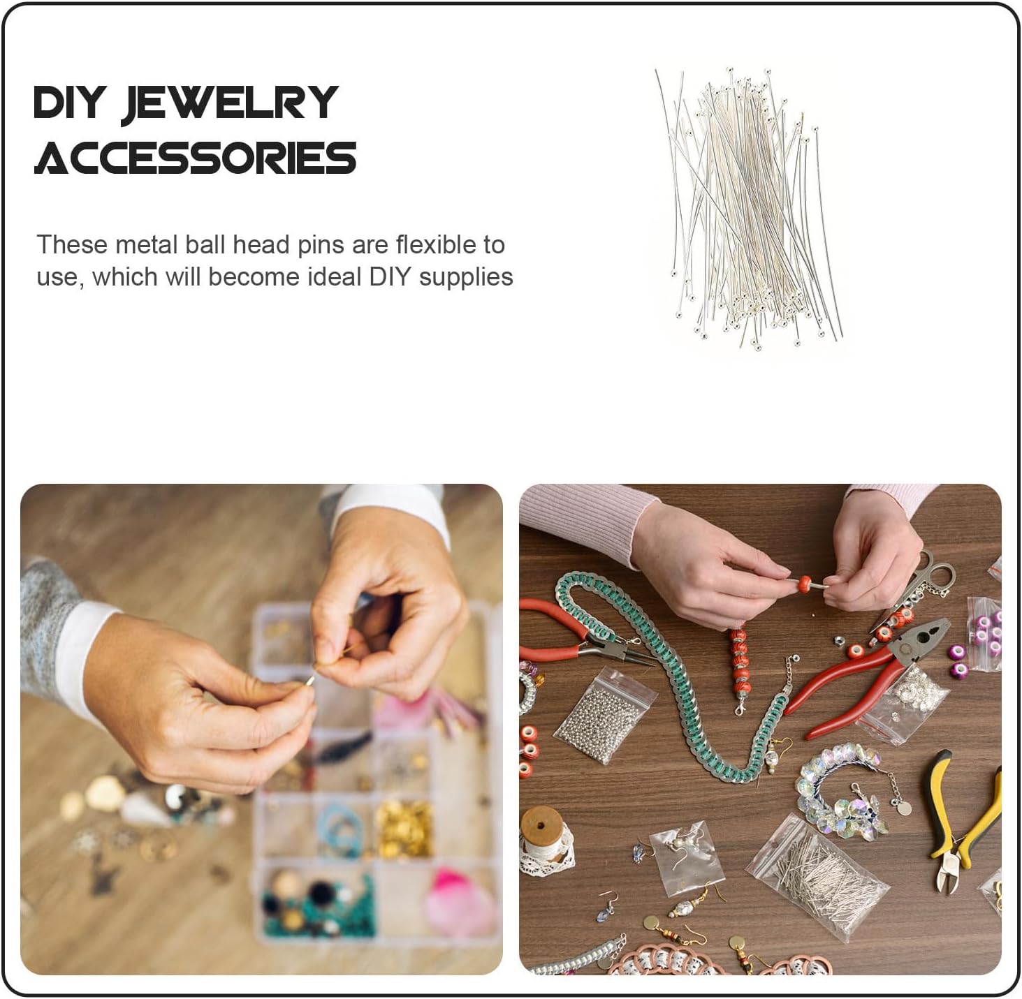 200pcs Jewelry Making Pins for DIY Projects, Copper Round Head