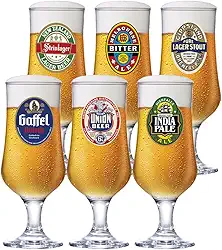 Ruvolo, Jogo de Taça Barcelona Rótulo, Taça para Cerveja 6 pcs, 370ml