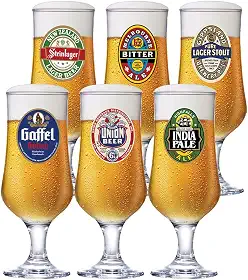 Ruvolo, Jogo de Taça Barcelona Rótulo, Taça para Cerveja 6 pcs, 370ml