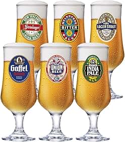 Ruvolo, Jogo de Taça Barcelona Rótulo, Taça para Cerveja 6 pcs, 370ml