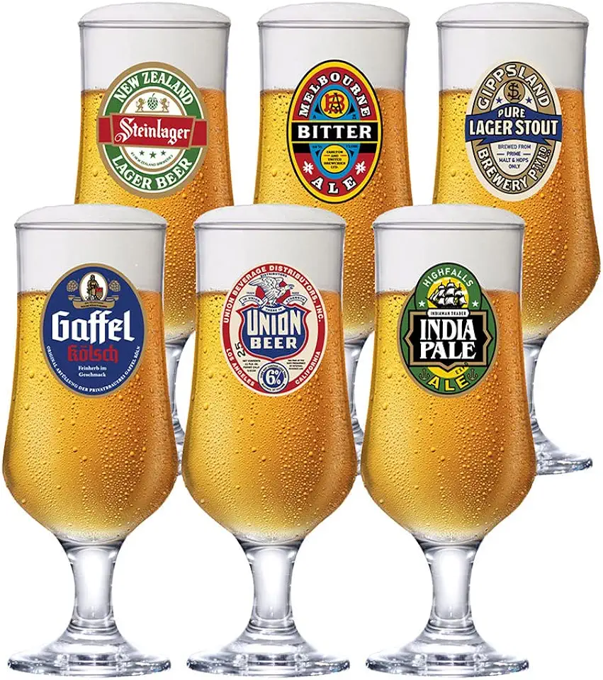 Ruvolo, Jogo de Taça Barcelona Rótulo, Taça para Cerveja 6 pcs, 370ml