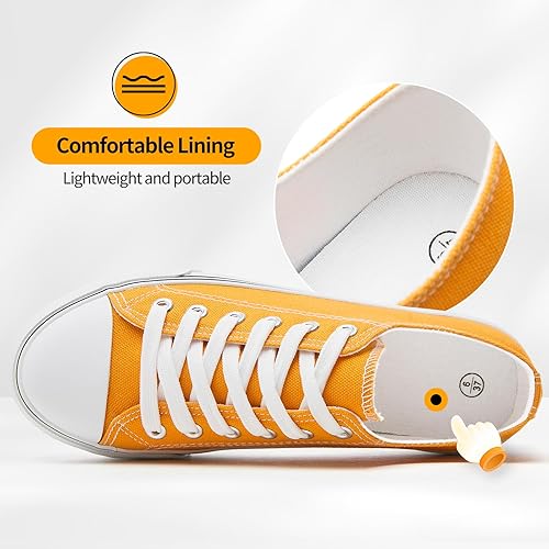 Miniatura 5 de ZGR - Zapatillas de tenis blancas para mujer, con cordones, de lona, zapatillas casuales de lona para caminar