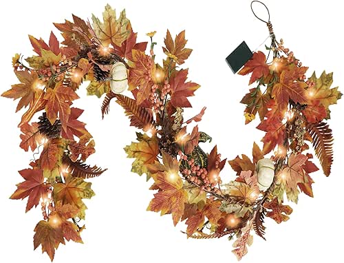 Artgar Fall Garland - 6 Ft Maple Leaf Pumpkin Berry