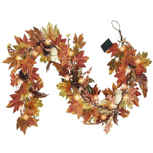 Artgar Fall Garland - 6 Ft Maple Leaf Pumpkin Berry
