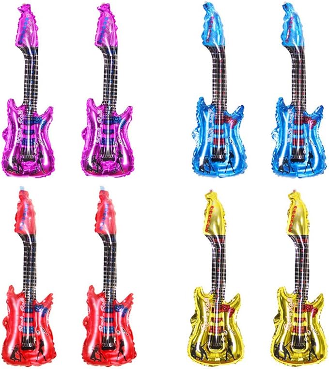 Huture 8PCS 33" Aluminum Foil Balloon Inflatable Guitar
