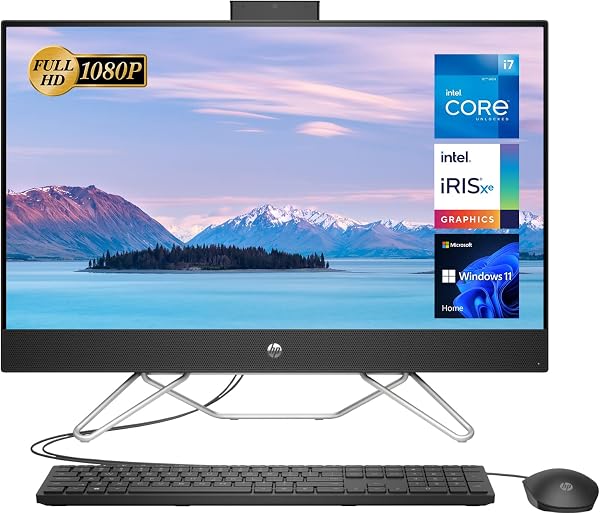 El más nuevo escritorio HP todo en uno, pantalla FHD de 27 pulgadas, Intel Core i7-1255U, 16 GB de RAM, 1TB SSD, cámara web, HDMI, RJ-45, teclado y mouse con cable, WiFi 6, Windows 11 Home, negro 🥇✔️ ® A Pedido 🏆™