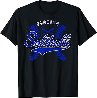 Florida Softball Vintage Mens Kids Team Retro Softball Fan T-Shirt
