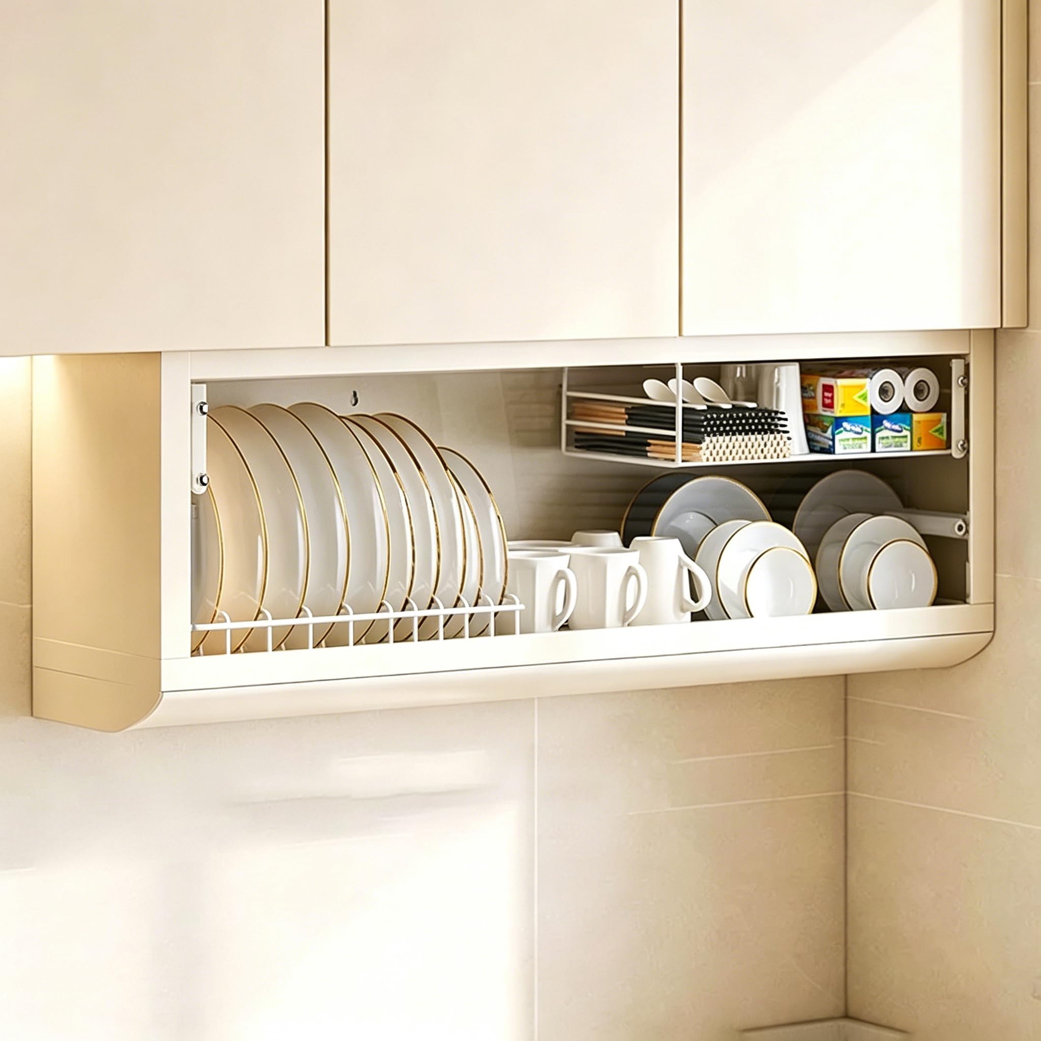 DLLDQBD Stainless Steel Cabinet - Wall Mounted Kitchen Storage Rack(Size:80.5x24.3x34.5cm)