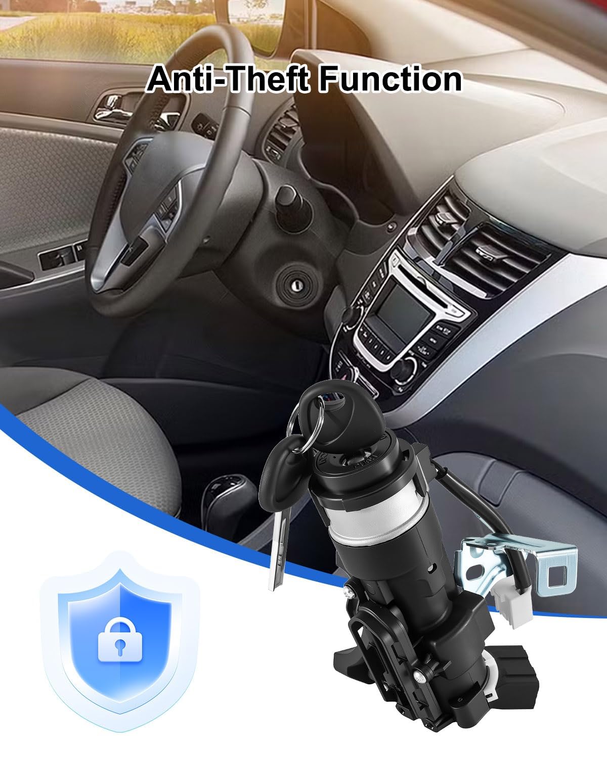 81910-1R110 Ignition Switch Lock Cylinder Fit for Hyundai Accent 2012-2017 Dodge Attitude 2012-2014 Replace 81900-1RB00 81900-1RJ00 81970-1RA00