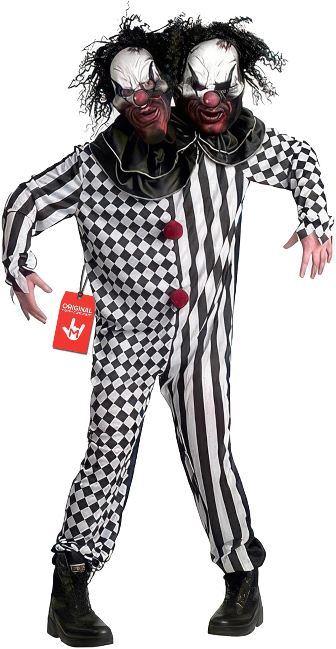 Scary Clown Costume for Adults, Killer Clown Costume Men and Women, Halloween Scary Outfit, Creepy Horror Suit, 2 heads