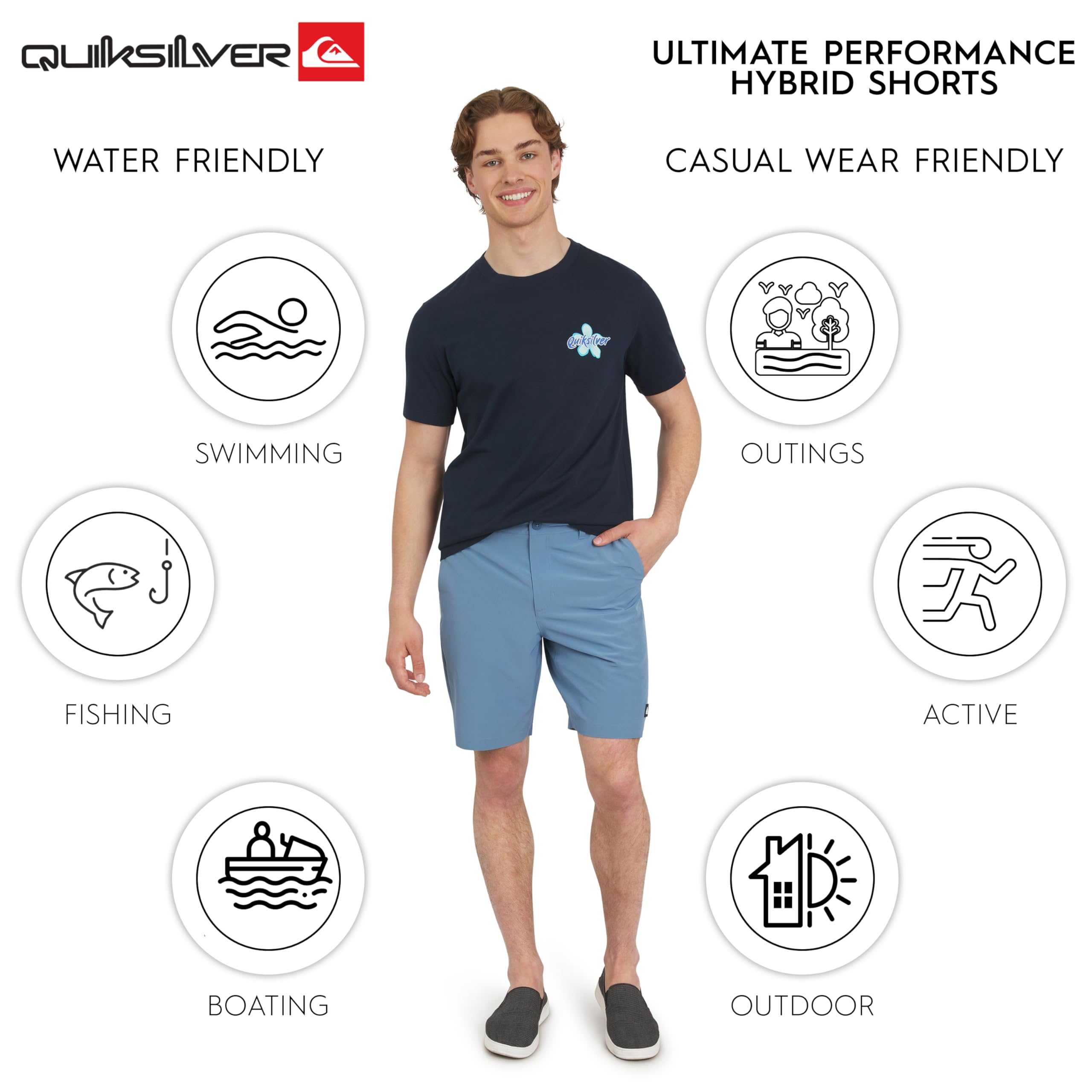 Quiksilver Męskie spodenki o regularnym kroju ze stałą talią przyjazne dla wody aktywne hybrydowe