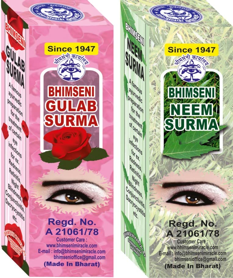 Bhimseni Karyalay Gulab & Neem Surma Combo | 1.5g Each | Natural Rose Extract for Cooling Eye Relief & Herbal Neem Formulation for Protective Eye Care-image-43