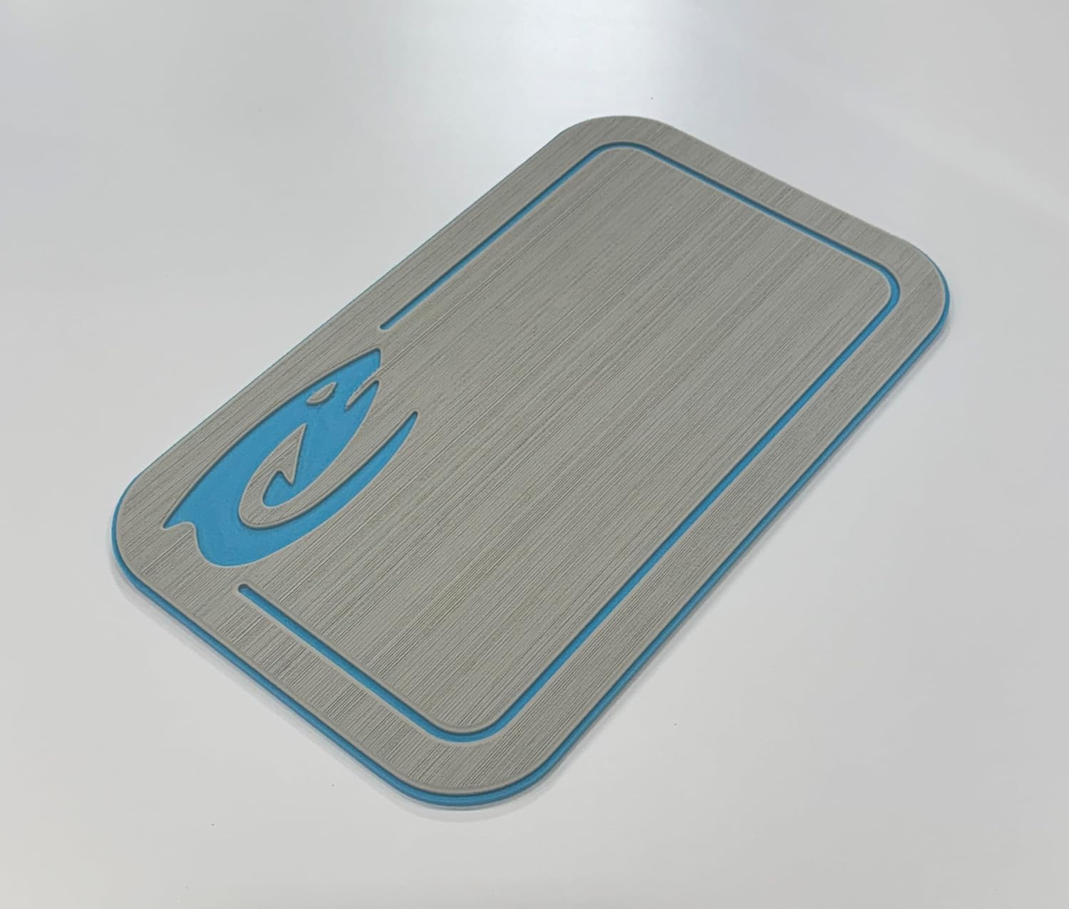 YETI Roadie 15 Cooler Top, with Ccs Marine Dek Shark Logo, Gray with Blue Border