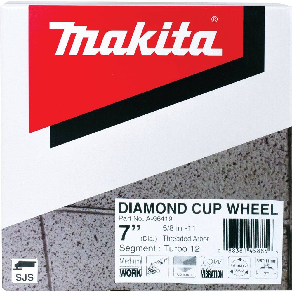 Makita A-96419 12-segmentowe turbo antywibracyjne diamentowe koło garnkowe, 18 cm