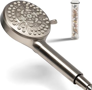 MDhair Handheld Filtered Shower Head for Healthier Hair & Skin – 5-Stage Filter Removes Chlorine & Heavy Metals, High Pressure Showerhead Filter for Hard Water, Dermatologist-Formulated Water Softener