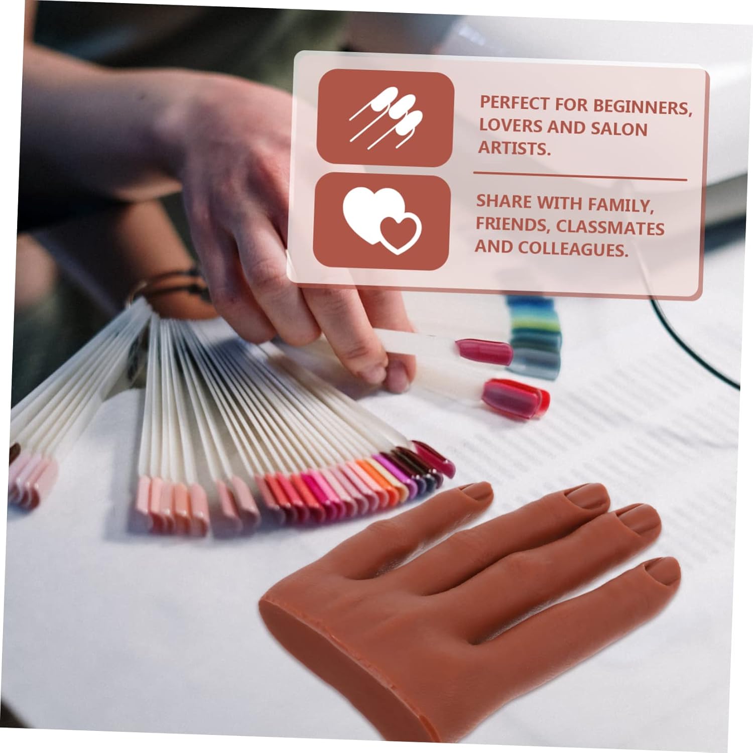 Gatuida Flexible Nail Practice Hand Model for Manicure Training 1 Piece Adjustable Silicone Hand Mannequin for Nail Art Supplies and Beginners