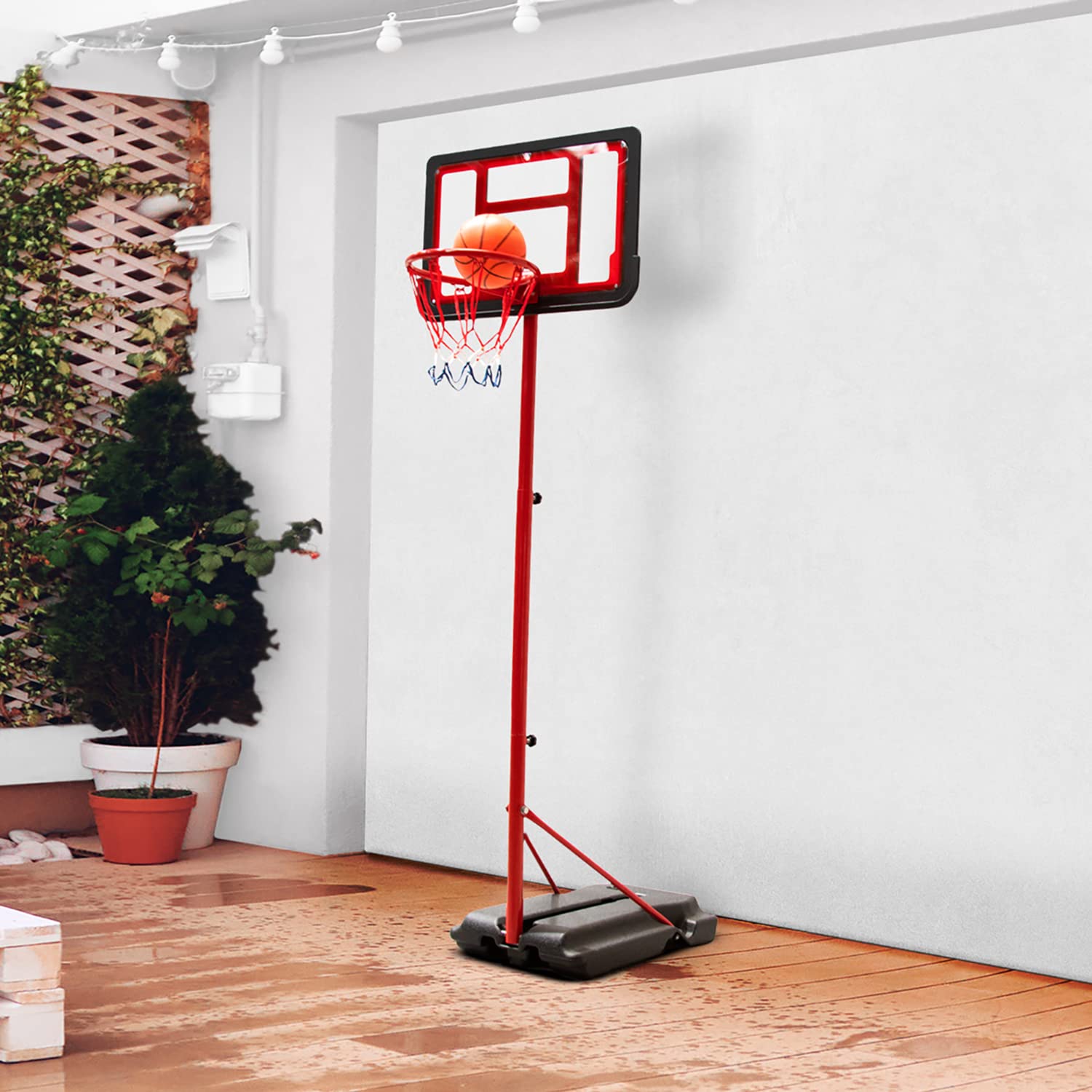 Panier de Basket sur Pied Evolutif Denver Hauteur réglable de 1.05m à 1.65m Ballon et Pompe Inclus