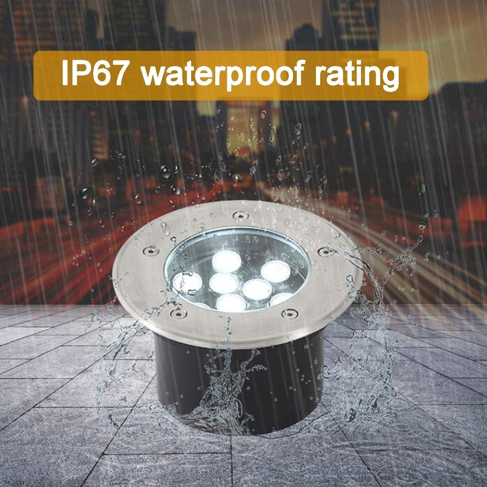 Zewnętrzne oświetlenie punktowe LED, wodoszczelne, na trawnik, taras i do ogrodu, dekoracyjne oświetlenie podtynkowe, okrągłe, AC 85 265 V, IP67, czerwone, 36 W