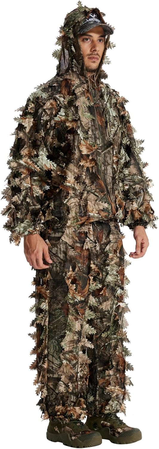 LOOGU Hunting Ghillie Suit, 3D Leafy Camo Suit Military and Shooting Accessories Tactical Gear Clothing