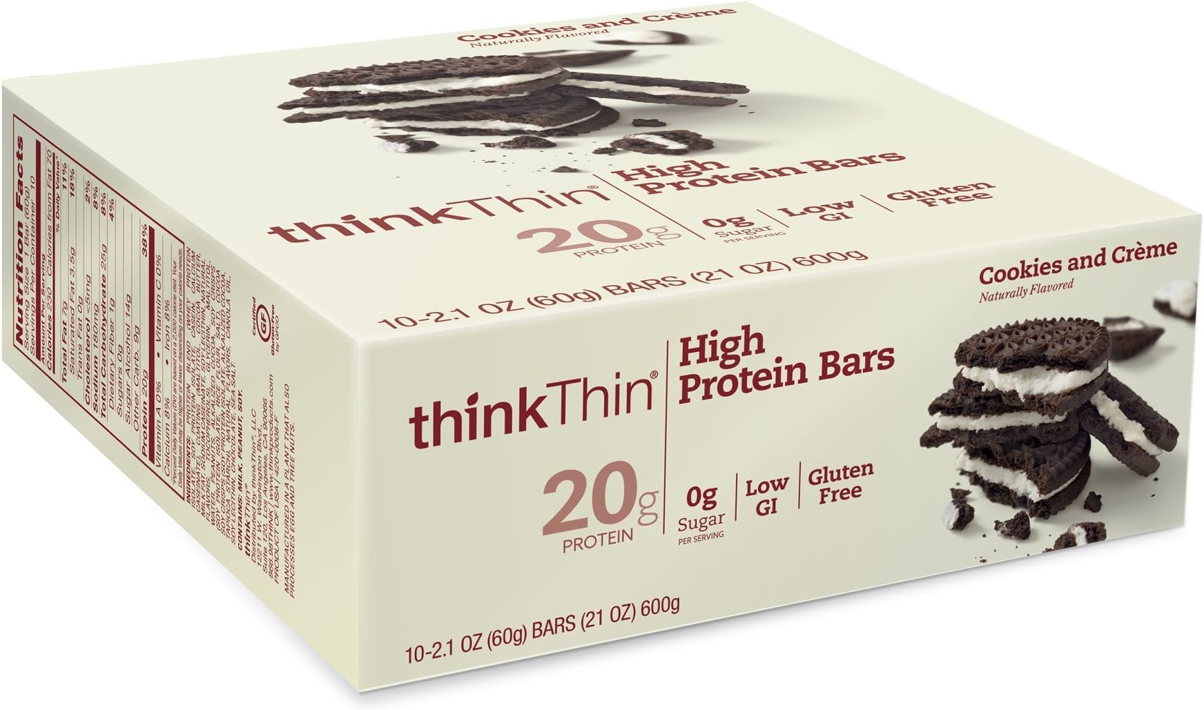 Amazon.com: think!, High Protein Bars - Cookies and Crème, 20g Protein ...