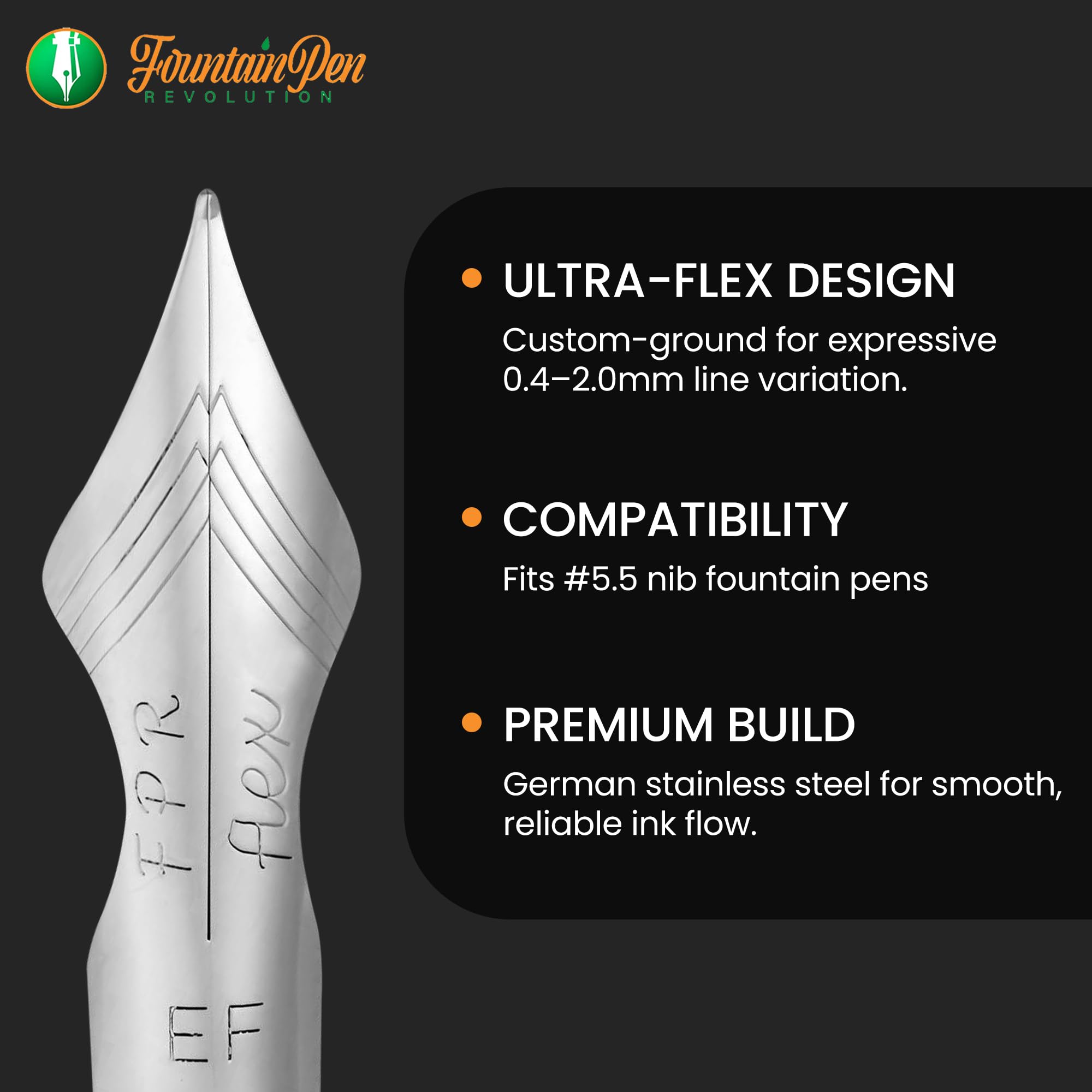 FPR #5.5 Chrome EF Ultra Flex Plume Stylo plume pour écrivains professionnels
