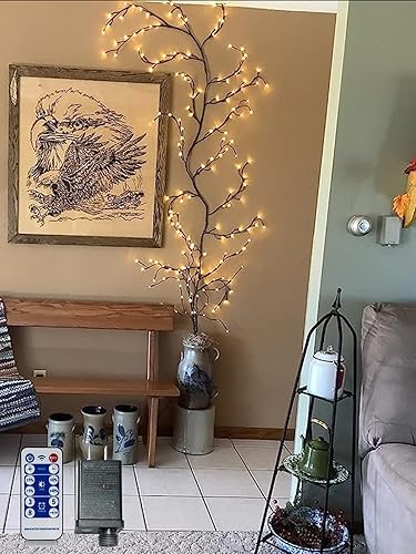 Miniatura 7 de Vid de sauce iluminada con control remoto de encendido y apagado con temporizador, alambre navideño de 7.5 pies, decoraciones de ramas artificiales