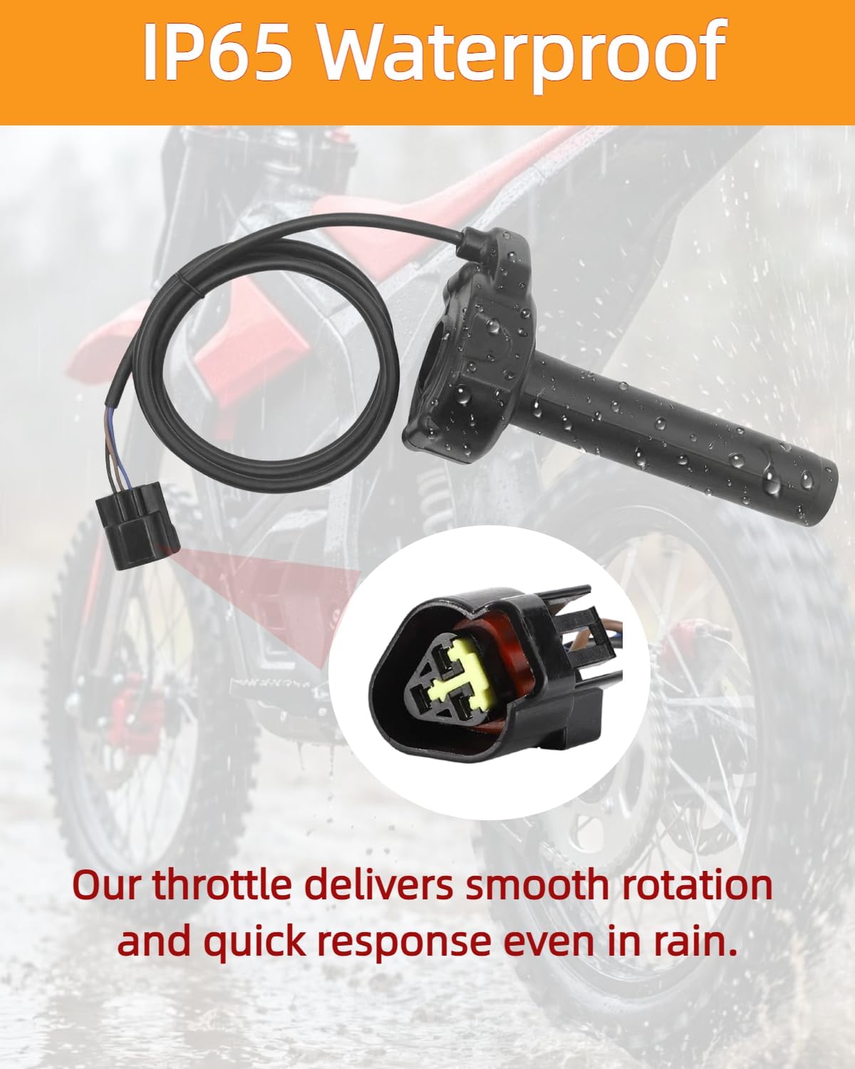 Full Twist Throttle for Surron Light Bee S/X/LBX,Segway X160 X260,E-Ride Pro S SS 2.0 3.0, Waterproof E-Bike Throttle Grips Kit for Surron Upgrade Parts, Smooth Control and Response