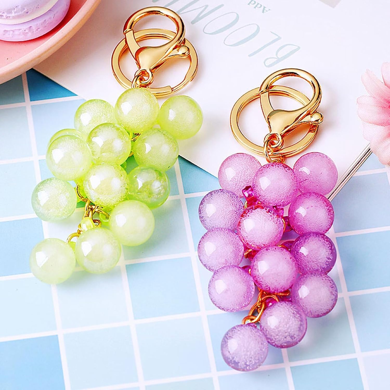 Cute Grape Keychain Pendant,Bag Charms, Handbag Charms for Purses,Key Chains Accessories Decor for Women Gifts - Image 3